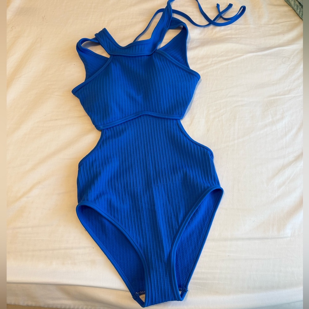 Vibrant Blue Cutout Swimsuit